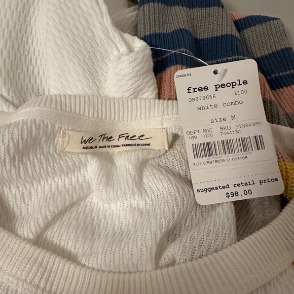 NWT Free People Rainbow Dreams Thermal Top with Balloon Sleeves | Size Medium - Picture 9 of 12